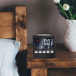 Ceas digital multifunctional de birou, control vocal, functie statie meteo, ecran lcd, calendar, alarma