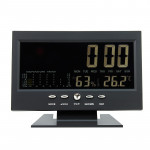 Ceas digital cu termometru si higrometru, control vocal, statie meteo, alarma, snooze, senzor de sunet, ecran lcd