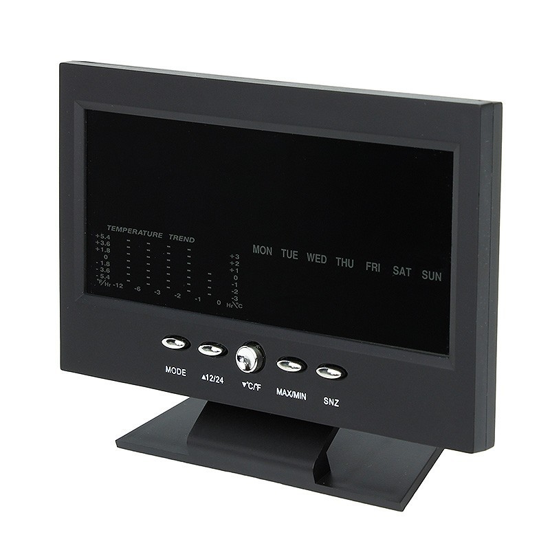 Ceas digital cu termometru si higrometru, control vocal, statie meteo, alarma, snooze, senzor de sunet, ecran lcd