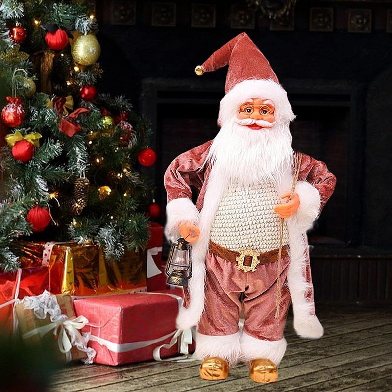 Mos craciun cu felinar, figurina decorativa, inaltime 60 cm