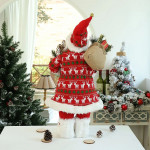 Mos craciun 60 cm, figurina decorativa, saculet cadouri, caciula cu clopotel