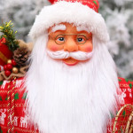Mos craciun 60 cm, figurina decorativa, saculet cadouri, caciula cu clopotel