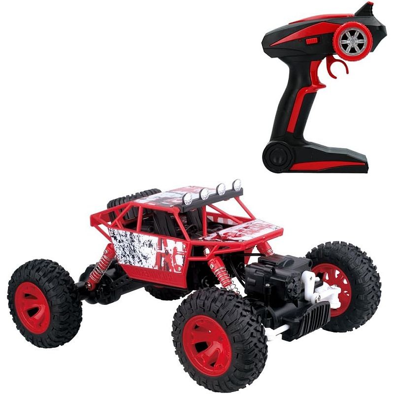 Masina cu telecomanda tip off-road, roti cu suspensii, scara 1:18, 2.4ghz, reincarcabila, rosie