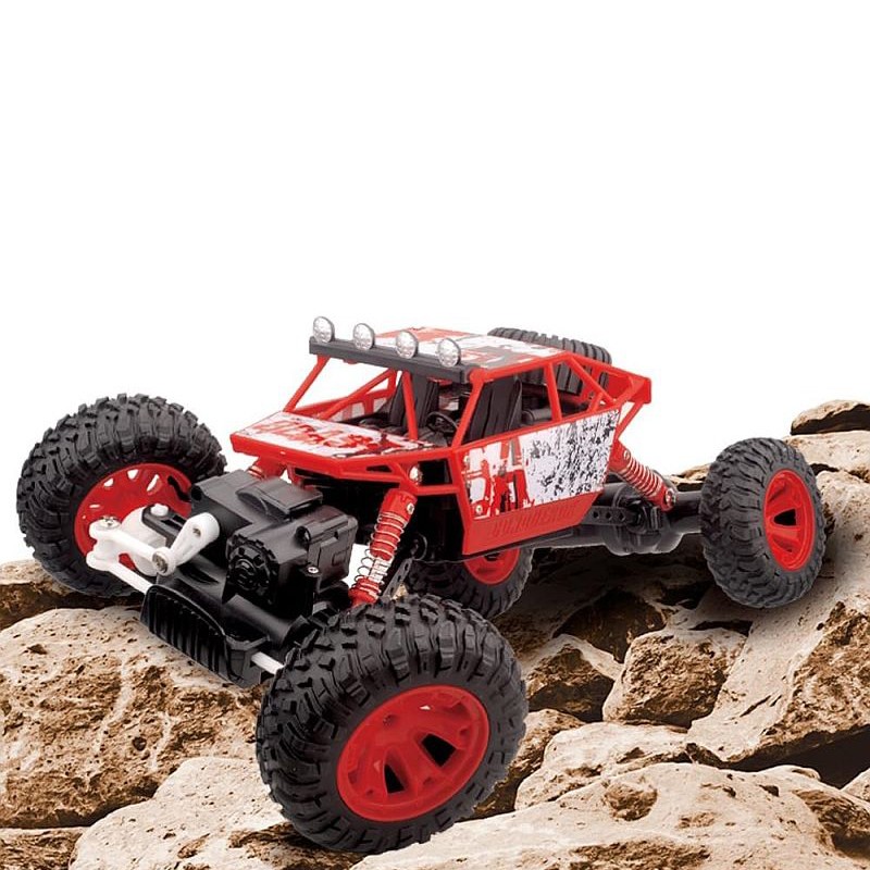 Masina cu telecomanda tip off-road, roti cu suspensii, scara 1:18, 2.4ghz, reincarcabila, rosie
