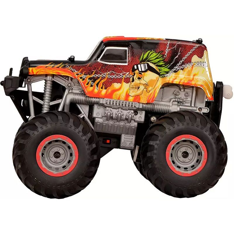 Masina cu telecomanda, tip off-road, cascadorii, rotire verticala 360 grade, imprimeu flacari