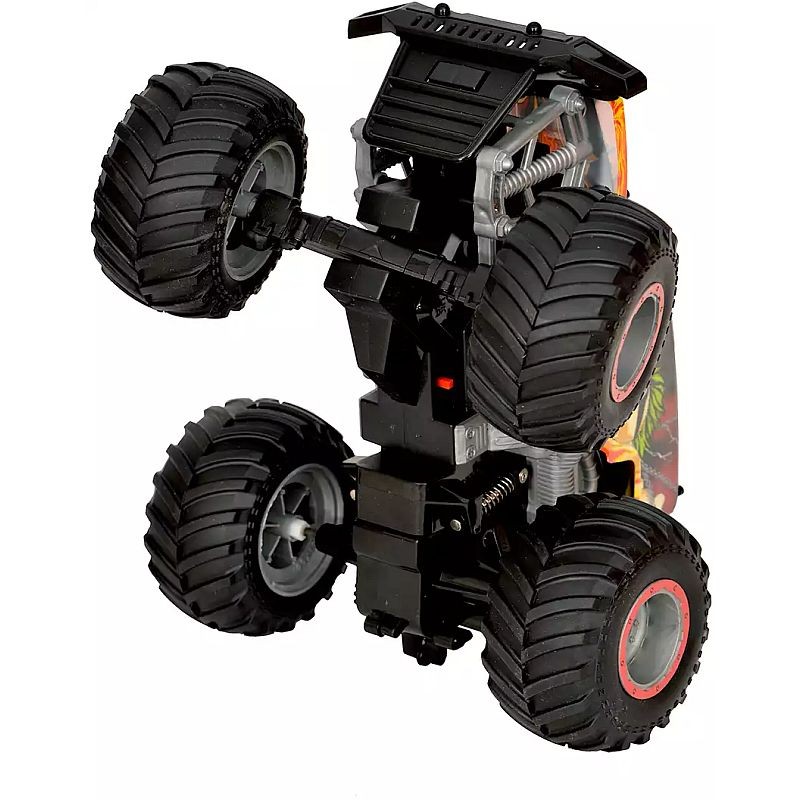 Masina cu telecomanda, tip off-road, cascadorii, rotire verticala 360 grade, imprimeu flacari