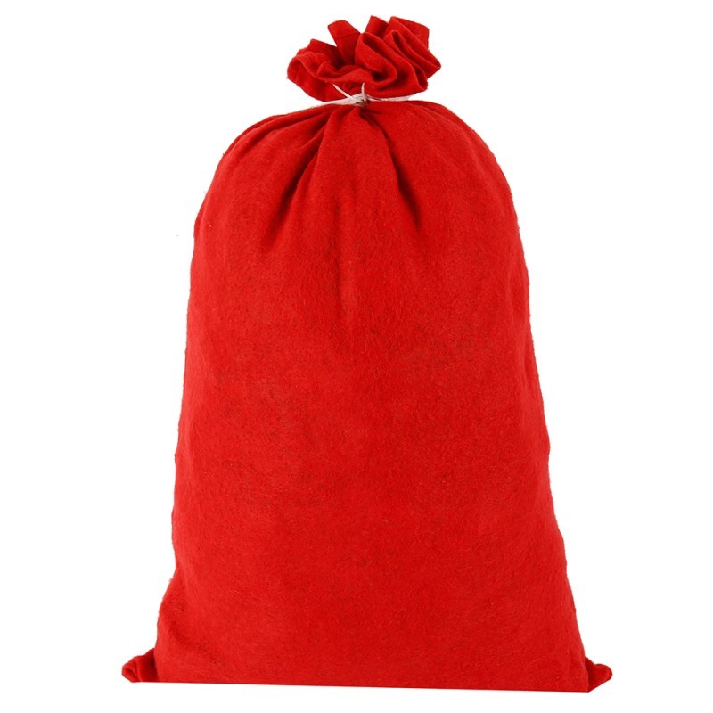 Sac mos craciun, inchidere snur, 40x60 cm, rosu