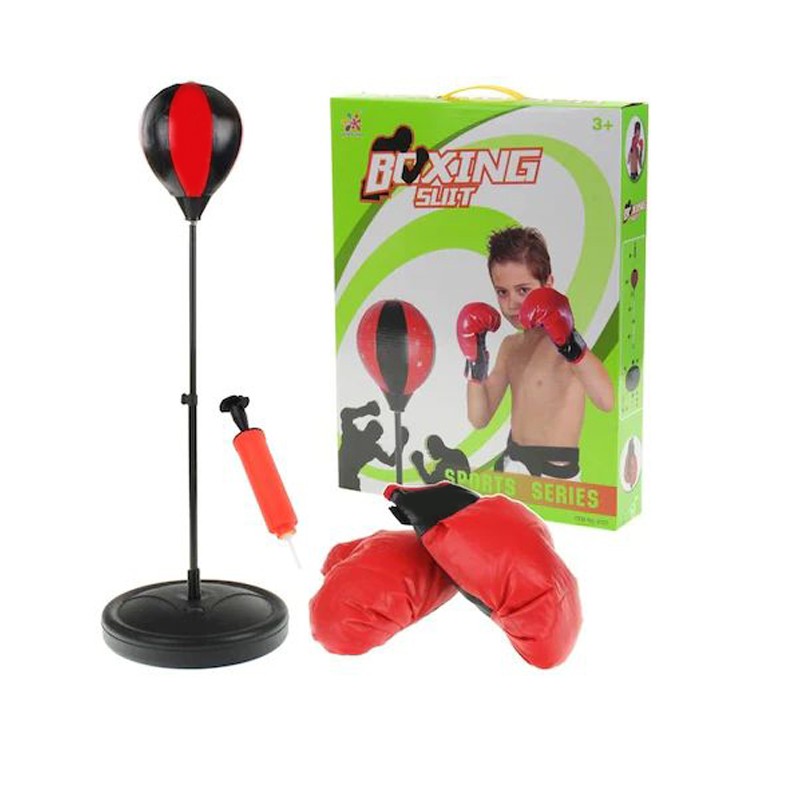 Set de box pentru copii, manusi si para box, pompa pentru umflat, inaltime relgabila 70-106 cm