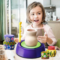 Roata olarului, jucarie educationala pentru copii, set multiple piese, 2 intensitati viteza, vopsele decorat