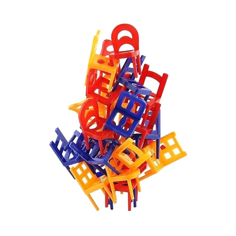 Joc de echilibru si constructie, scaune colorate, 24 bucati