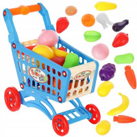 Carucior supermarket, 16 alimente incluse, inaltime 31 cm, lungime 30 cm, multicolor