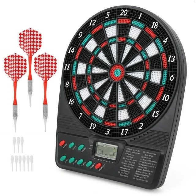 Joc mini darts cu afisaj electronic, 2-8 jucatori, 3 sageti, efecte sonore, 18x3x26 cm