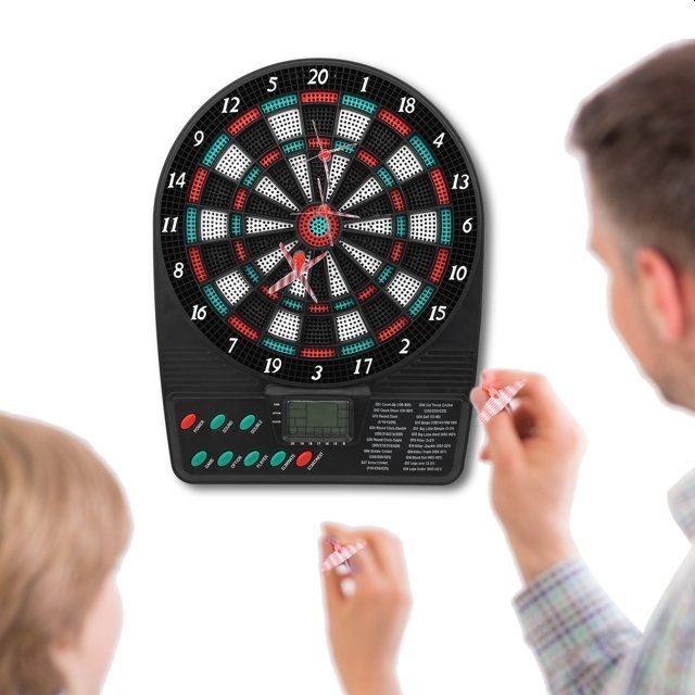 Joc mini darts cu afisaj electronic, 2-8 jucatori, 3 sageti, efecte sonore, 18x3x26 cm