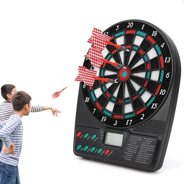 Joc mini darts cu afisaj electronic, 2-8 jucatori, 3 sageti, efecte sonore, 18x3x26 cm