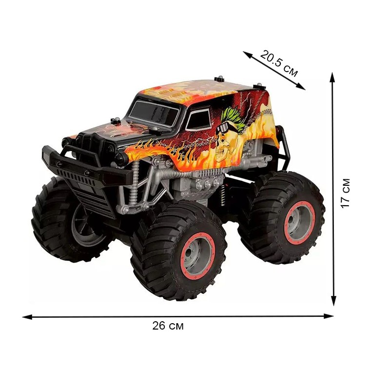 Masina cu telecomanda, tip off-road, cascadorii, rotire verticala 360 grade, imprimeu flacari