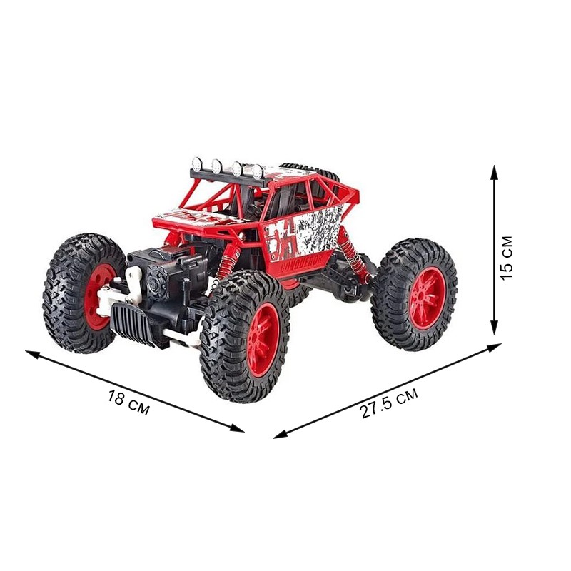 Masina cu telecomanda tip off-road, roti cu suspensii, scara 1:18, 2.4ghz, reincarcabila, rosie