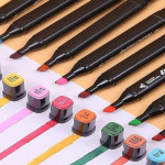 Set 168 markere cu varf dublu, multicolore, geanta de depozitare