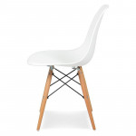 Scaun stil scandinav, pentru bucatarie si dining, alb, picioare lemn natur