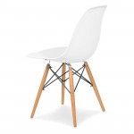 Scaun stil scandinav, pentru bucatarie si dining, alb, picioare lemn natur