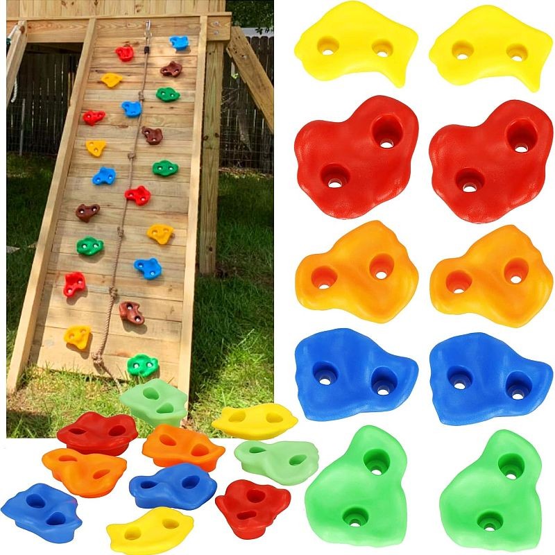 Joc alpinism, set 10 pietre pentru catarat, diferite forme colorate, accesorii montare incluse
