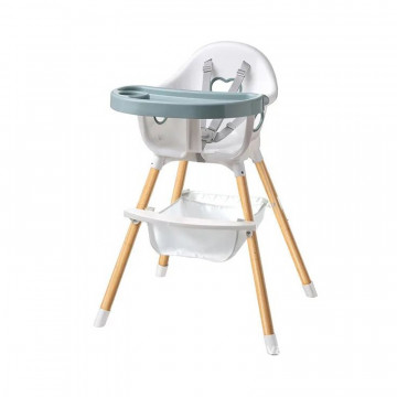 Scaun de masa 3 in 1, tavita dubla, husa detasabila, suport reglabil picioare, piele ecologica, alb si verde menta