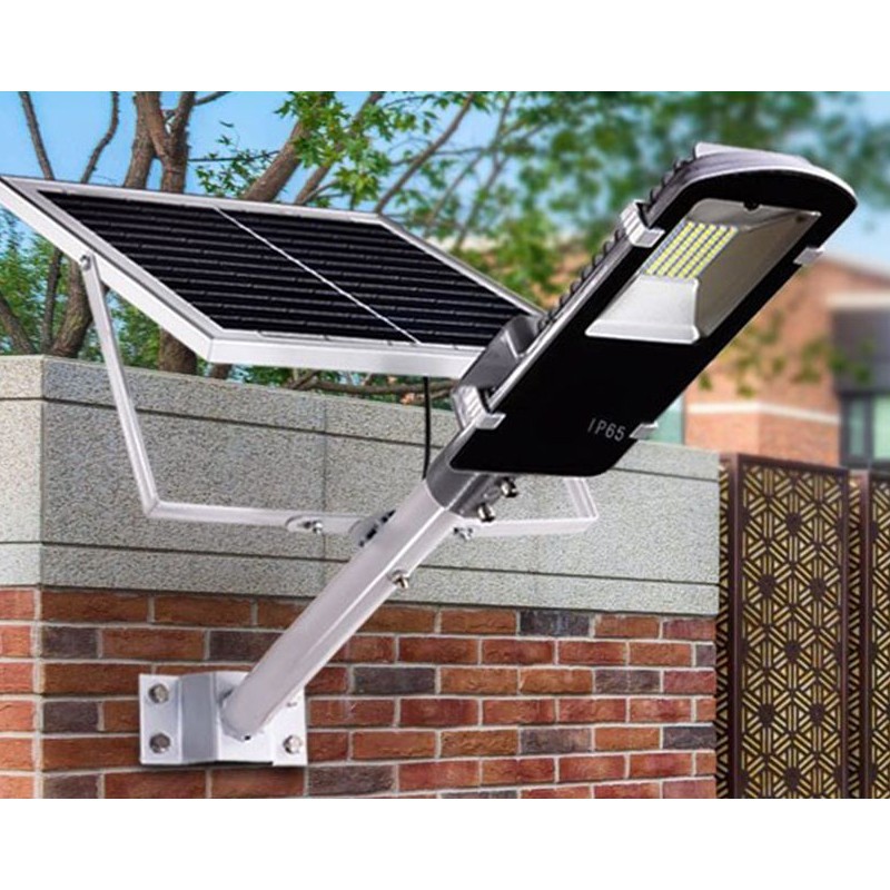 Lampa stradala solara 100w, 206 led-uri, 2 trepte iluminare, telecomanda, aluminiu