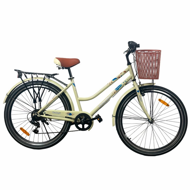 Bicicleta dama 26 inch, schimbator shimano 7 viteze, frane pe disc, cos cumparaturi, portbagaj