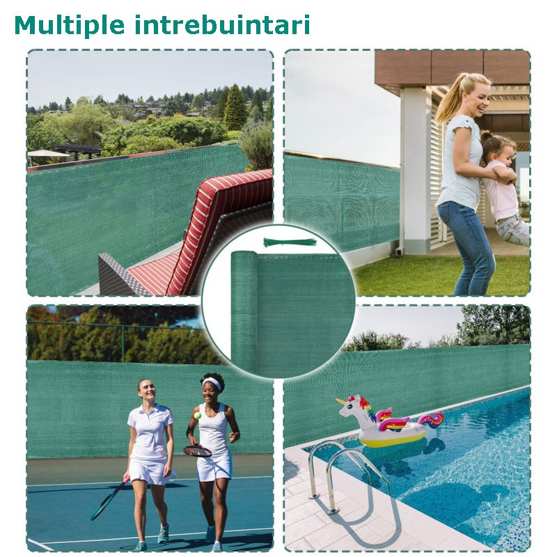Plasa de umbrire gradina, 1.5x10 metri, grad de umbrire 40%, polietilena densitate 50 g/mp, verde