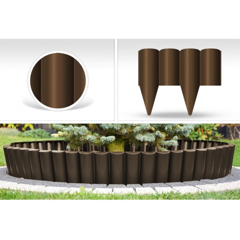 Bordura decorativa pentru gradina, lungime 25.5 x 22.5 cm, maro inchis