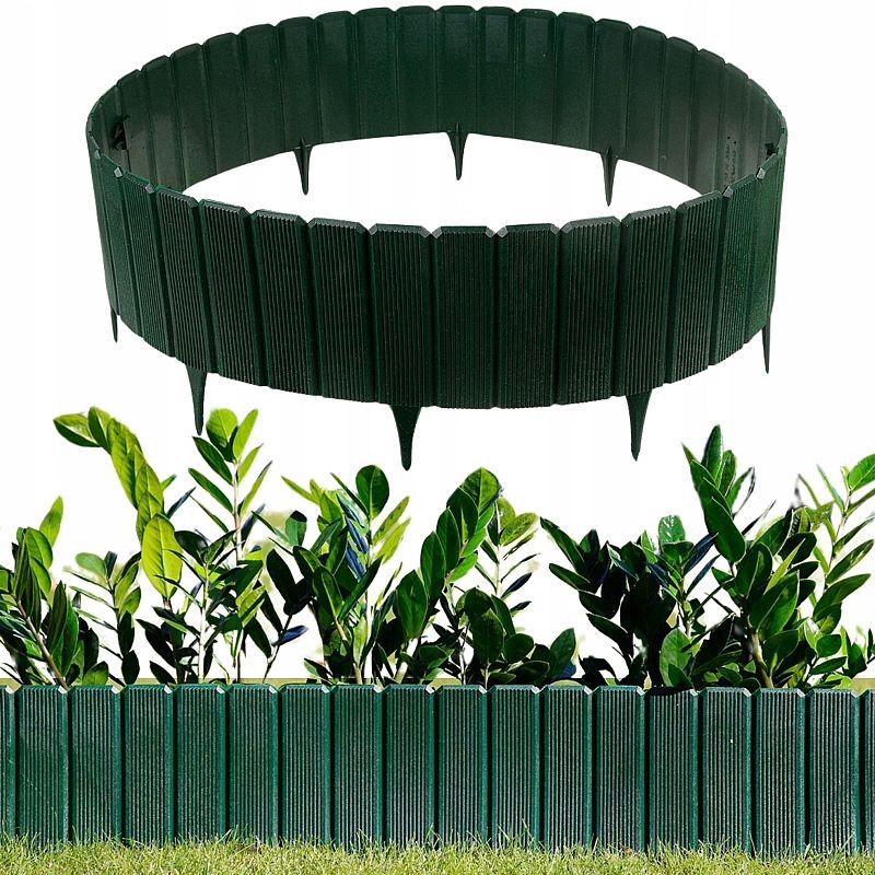 Palisada gradina, separator ornamental verde, lungime 100 cm, inaltime totala 24 cm