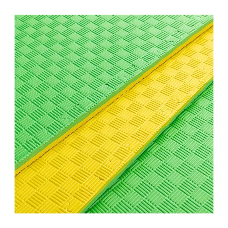 Covor tip puzzle xxl, spuma eva, 100x100 cm, grosime 2 cm, antiderapant, bicolor culoare produs galben/verde