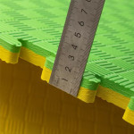 Covor tip puzzle xxl, spuma eva, 100x100 cm, grosime 2 cm, antiderapant, bicolor culoare produs galben/verde