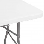 Masa pliabila pentru camping sau gradina, tip valiza, 180x70x75 cm, cadru otel, alba