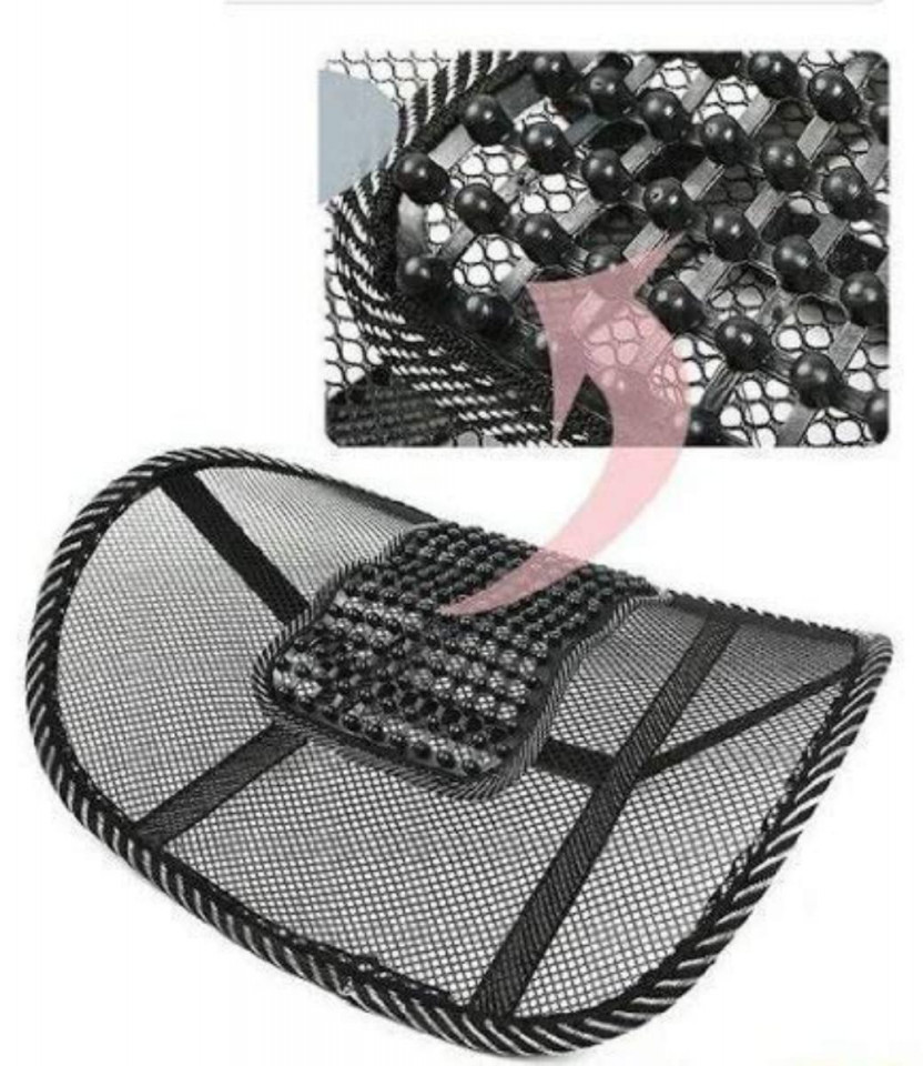 Suport lombar pentru scaun birou sau auto, plasa, bile lemn masaj, 39x41 cm