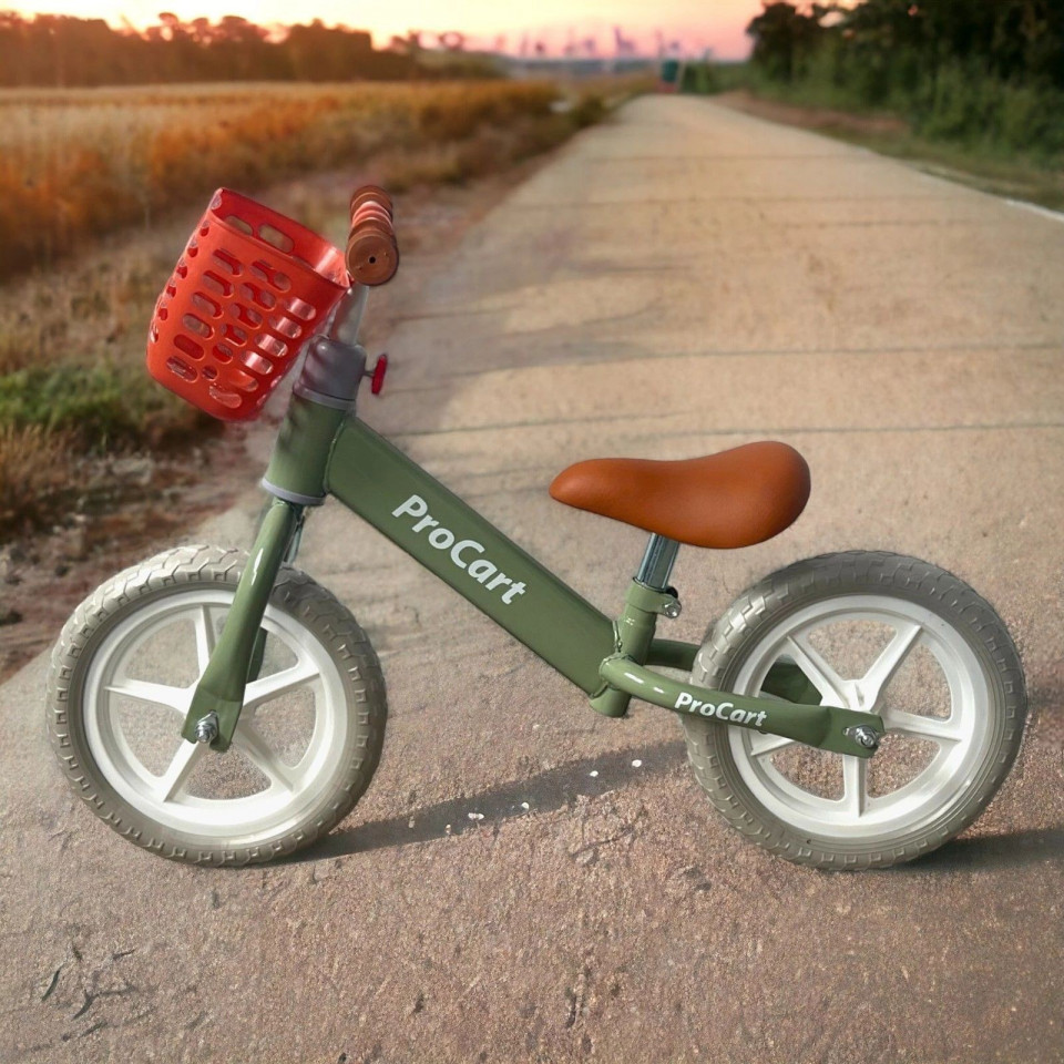 Bicicleta fara pedale, de echilibru, roti 11 inch spuma eva, verde