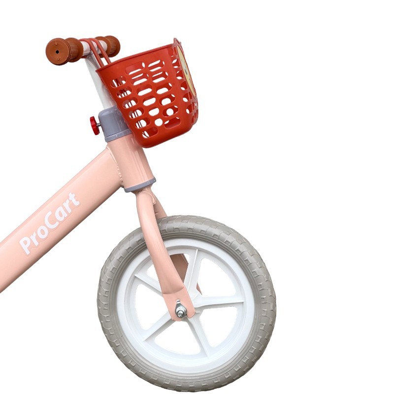 Bicicleta fara pedale pentru copii, de echilibru, reglabila pe inaltime, roti 11 inch, cos depozitare, roz