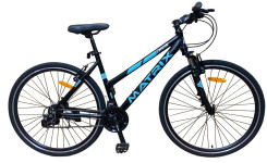 Bicicleta dama 700c hibrid, munte, oras, 21 viteze, v-brake, cadru 17 inch aluminiu