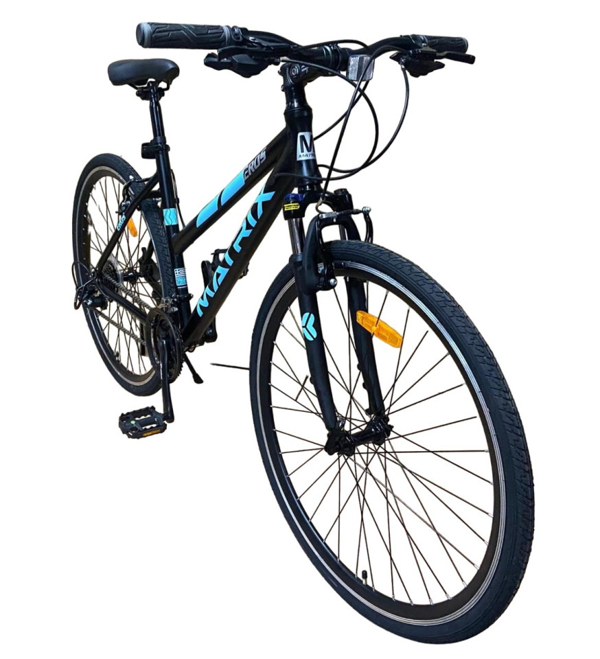 Bicicleta dama 700c hibrid, munte, oras, 21 viteze, v-brake, cadru 17 inch aluminiu
