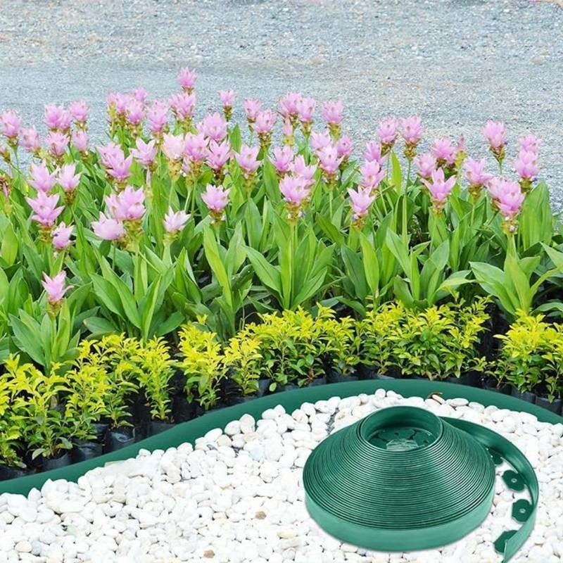 Separator gazon, lungime 10 metri, latime 5 cm, 30 pini montaj, culoare verde
