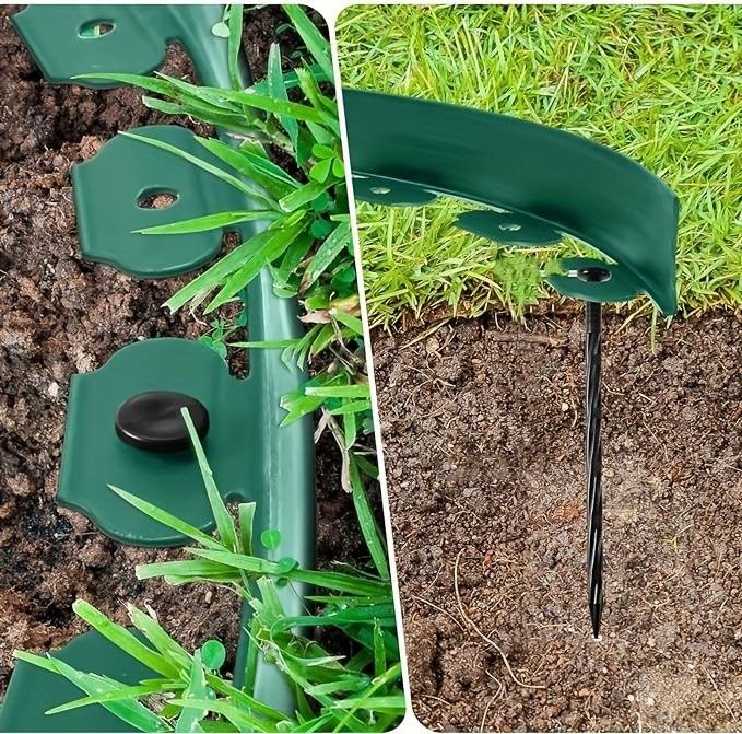 Separator gazon, lungime 10 metri, latime 5 cm, 30 pini montaj, culoare verde