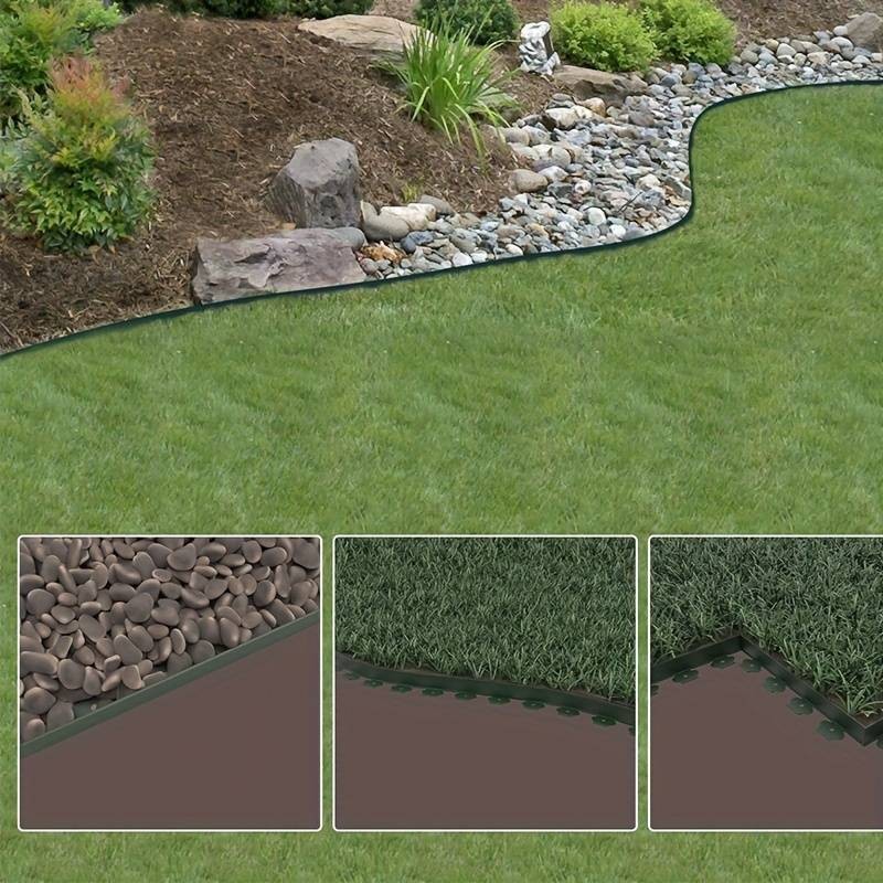 Separator gazon, lungime 10 metri, latime 5 cm, 30 pini montaj, culoare verde