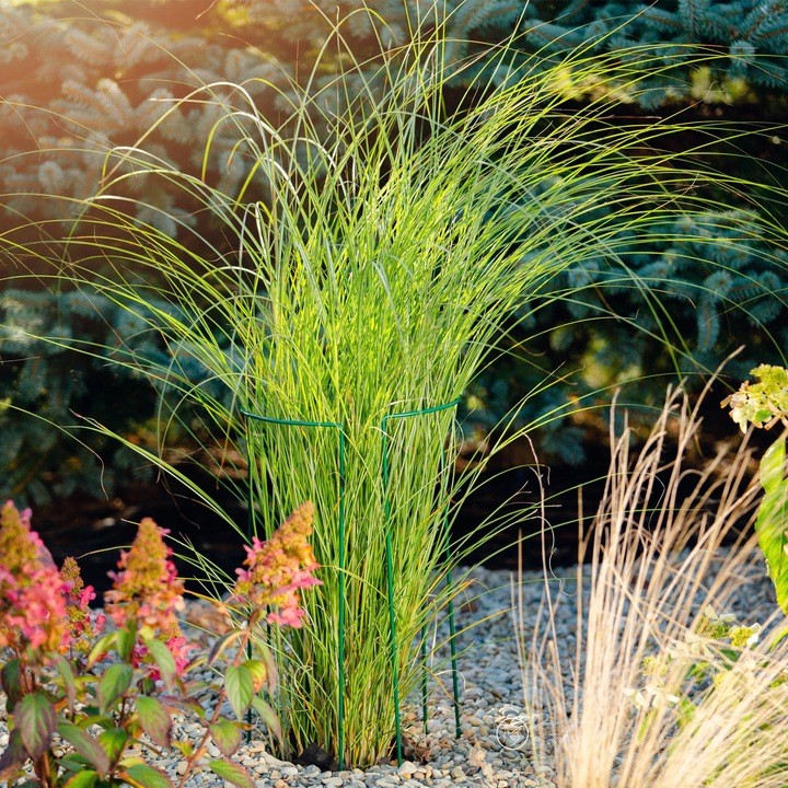Suport metalic de flori, pentru exterior, set 3 bucati, 25x75 cm, verde