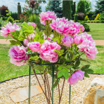 Suport metalic de flori, pentru exterior, set 3 bucati, 25x75 cm, verde