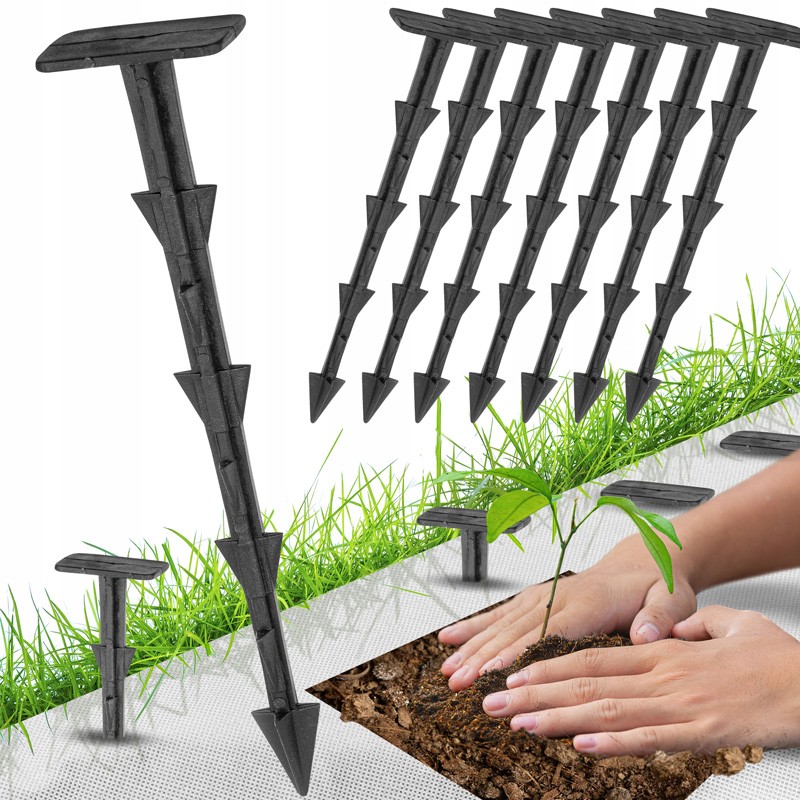 Cui fixare folie straturi, pentru gradina si sera, lungime 15 cm, negru