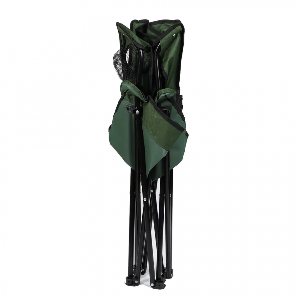 Scaun pentru camping, pliabil si portabil, suport pahar, 50x82x80 cm, verde