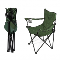 Scaun pentru camping, pliabil si portabil, suport pahar, 50x82x80 cm, verde