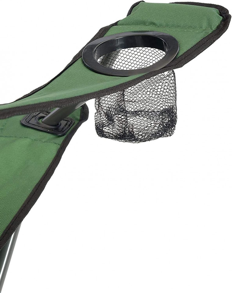 Scaun pentru camping, pliabil si portabil, suport pahar, 50x82x80 cm, verde