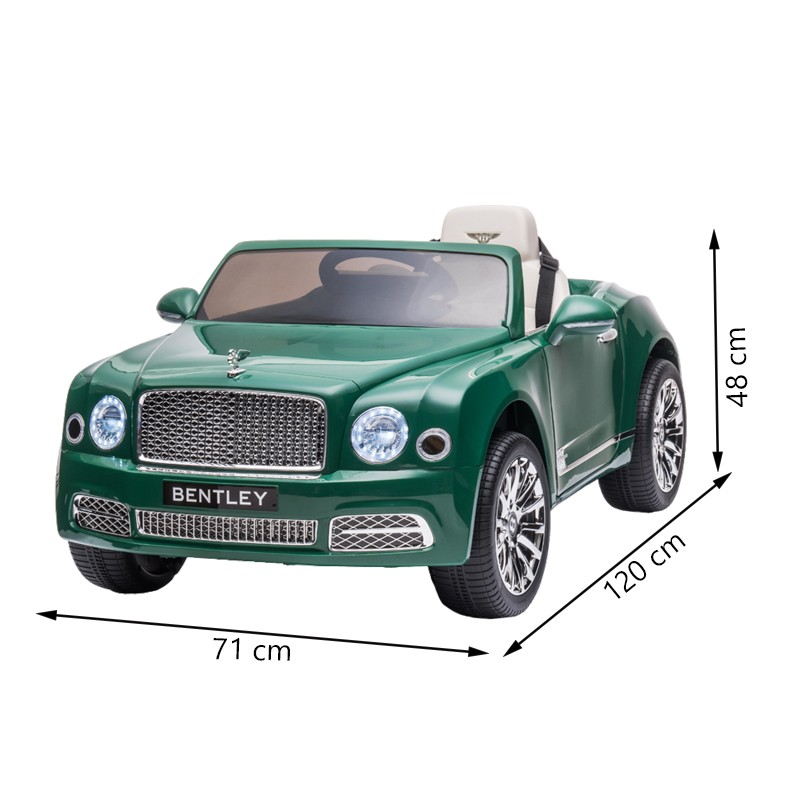 Masina electrica de jucarie bentley mulsanne, 2x35w, mp3, maxim 30 kg, telecomanda, roti eva, verde