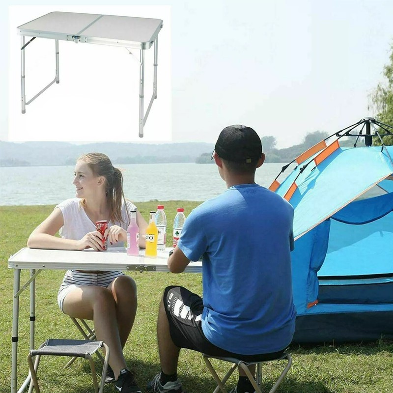 Set masa cu 4 scaune pentru camping, inaltime masa reglabila, 120x60x70/62/55 cm, aluminiu