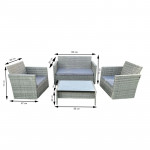 Set mobilier poli ratan moale premium pentru gradina, 2 fotolii, masuta, canapea, gri